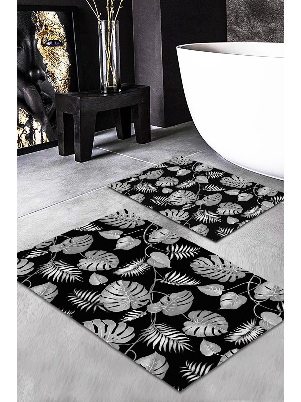 Karışık Desenli Banyo Paspası 2'li 50x60 cm - 60x100cm