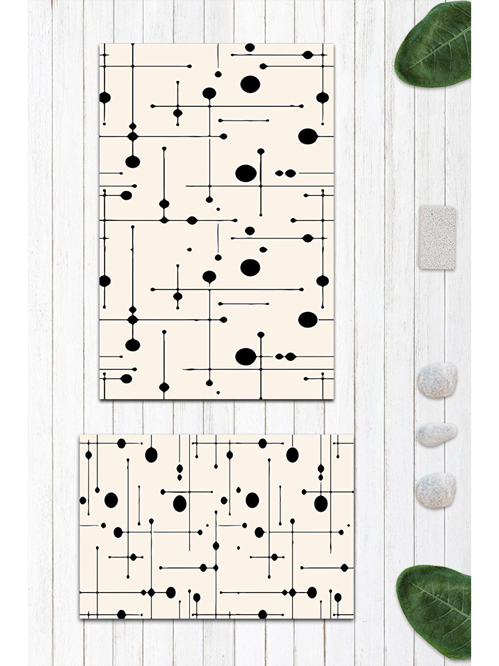 Karışık Desenli Banyo Paspası 2'li 50x60 cm - 60x100cm-1