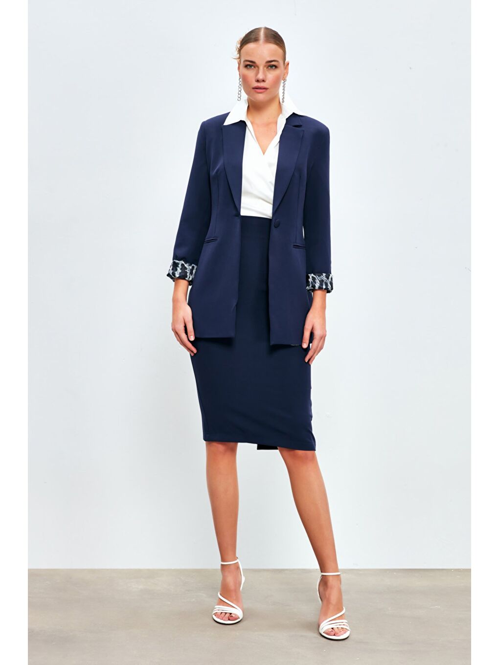 Düz Kalem Etek - Lacivert-2