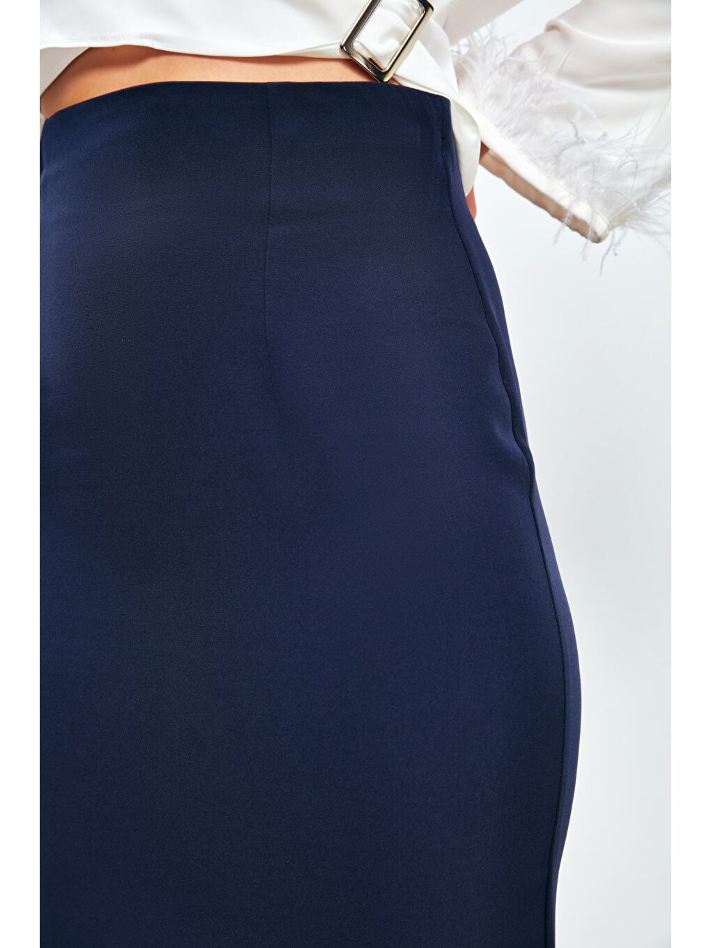 Düz Kalem Etek - Lacivert-6