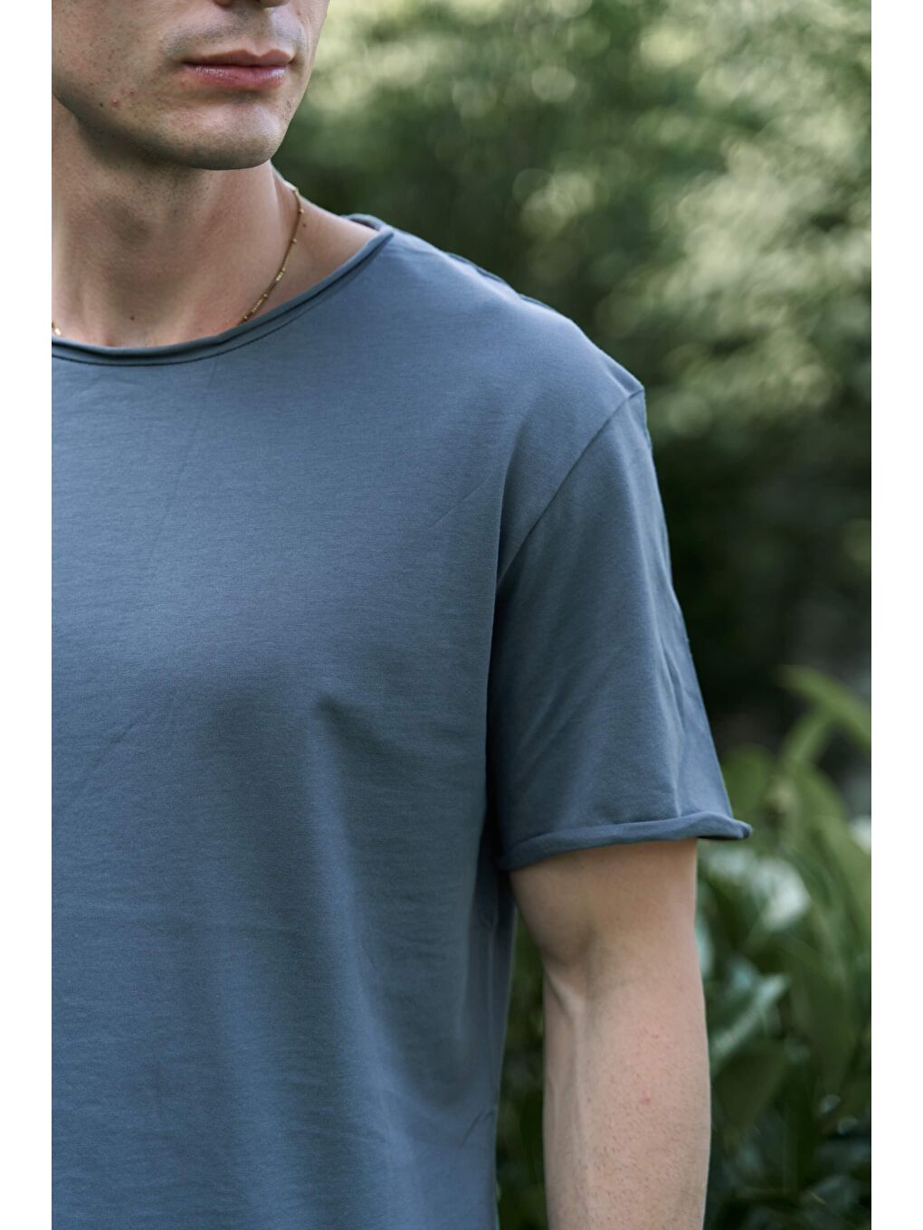 Gri Pierce Füme Erkek %100 Pamuk Tişört-7