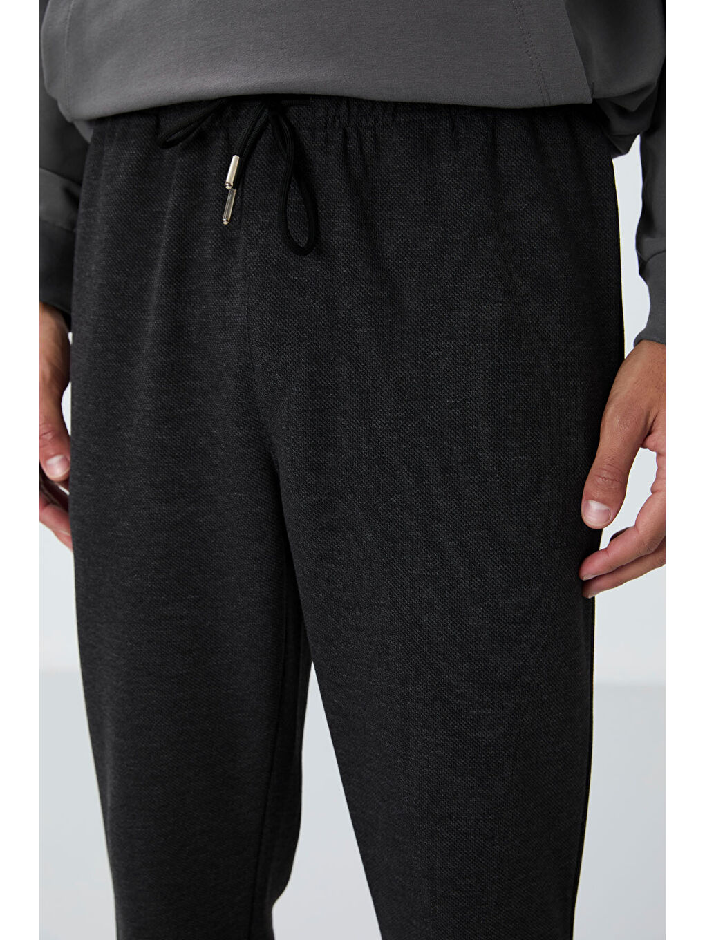 Antrasit Melanj Yüzeyi Dokulu Standart Fit Erkek Eşofman Alt - 82156-3