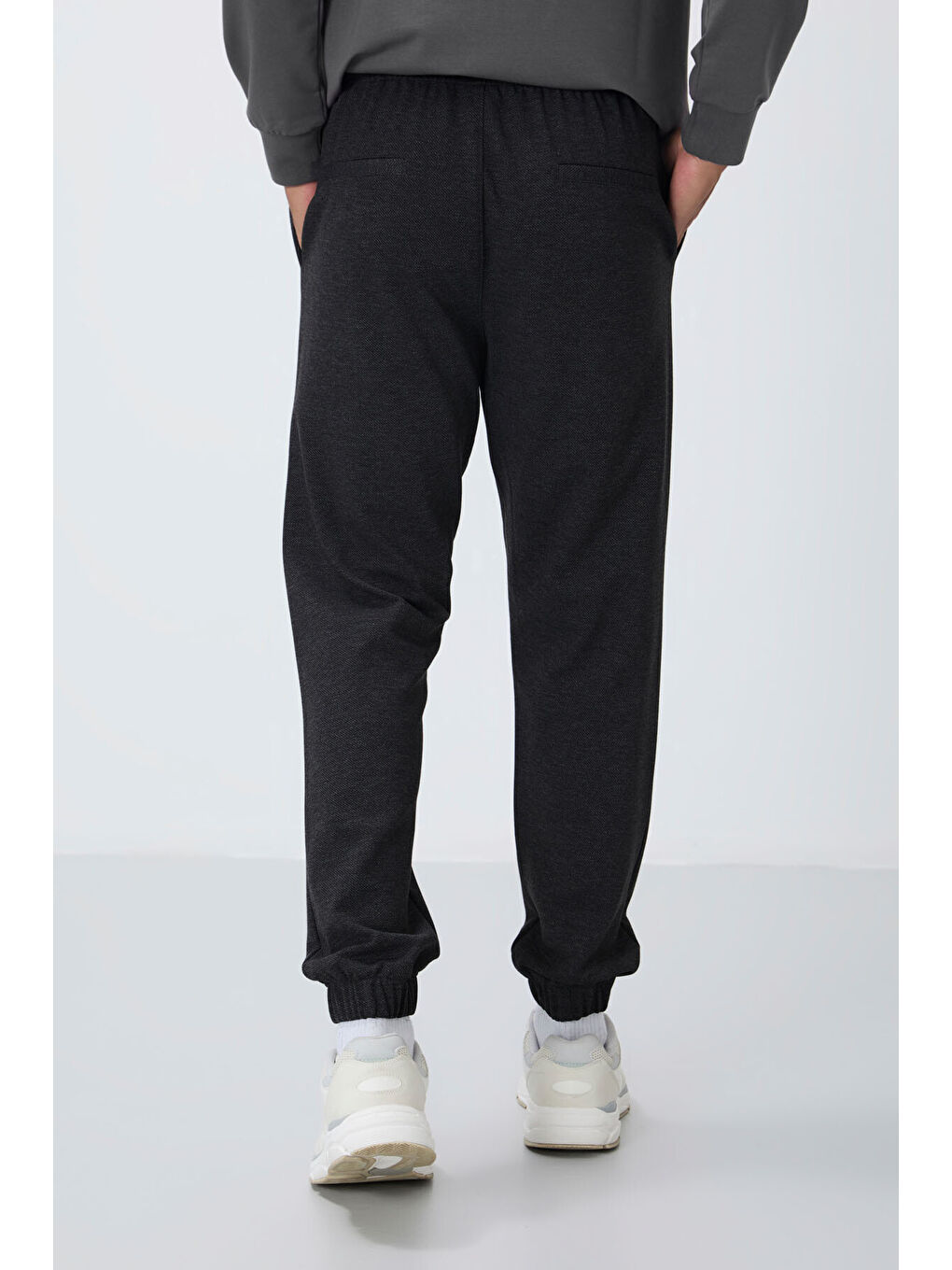 Antrasit Melanj Yüzeyi Dokulu Standart Fit Erkek Eşofman Alt - 82156-4