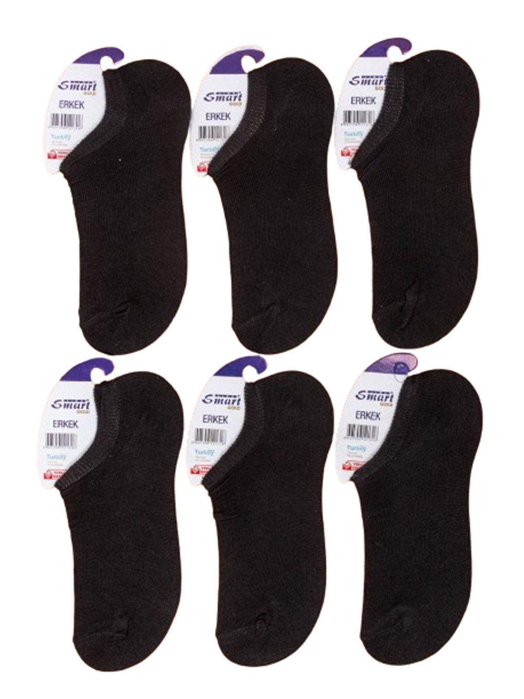 6'lı Erkek Siyah Pamuklu Sneakers Çorap