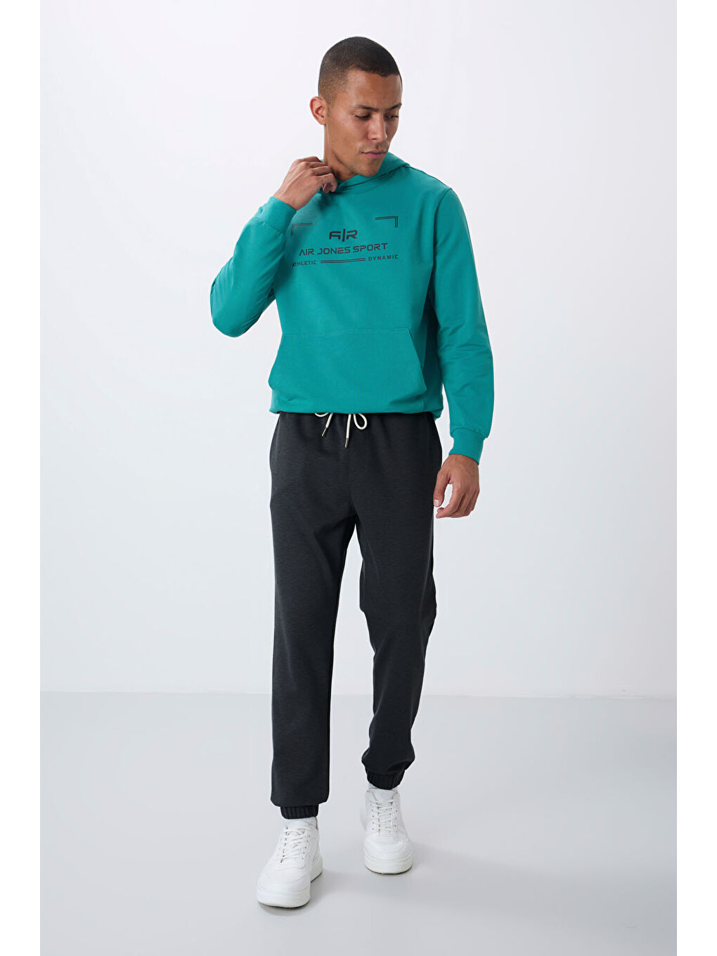 Koyu Gri Yüzeyi Dokulu Standart Fit Erkek Eşofman Alt - 82156-2