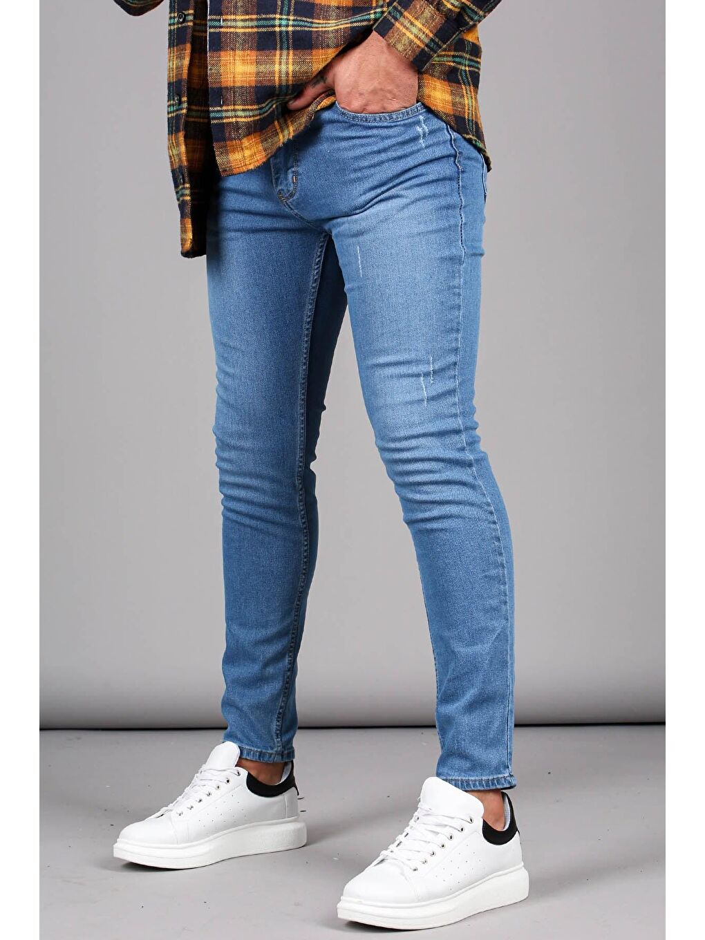 Erkek Mavi Tırnaklı Skinny Fit Jean 6341-1