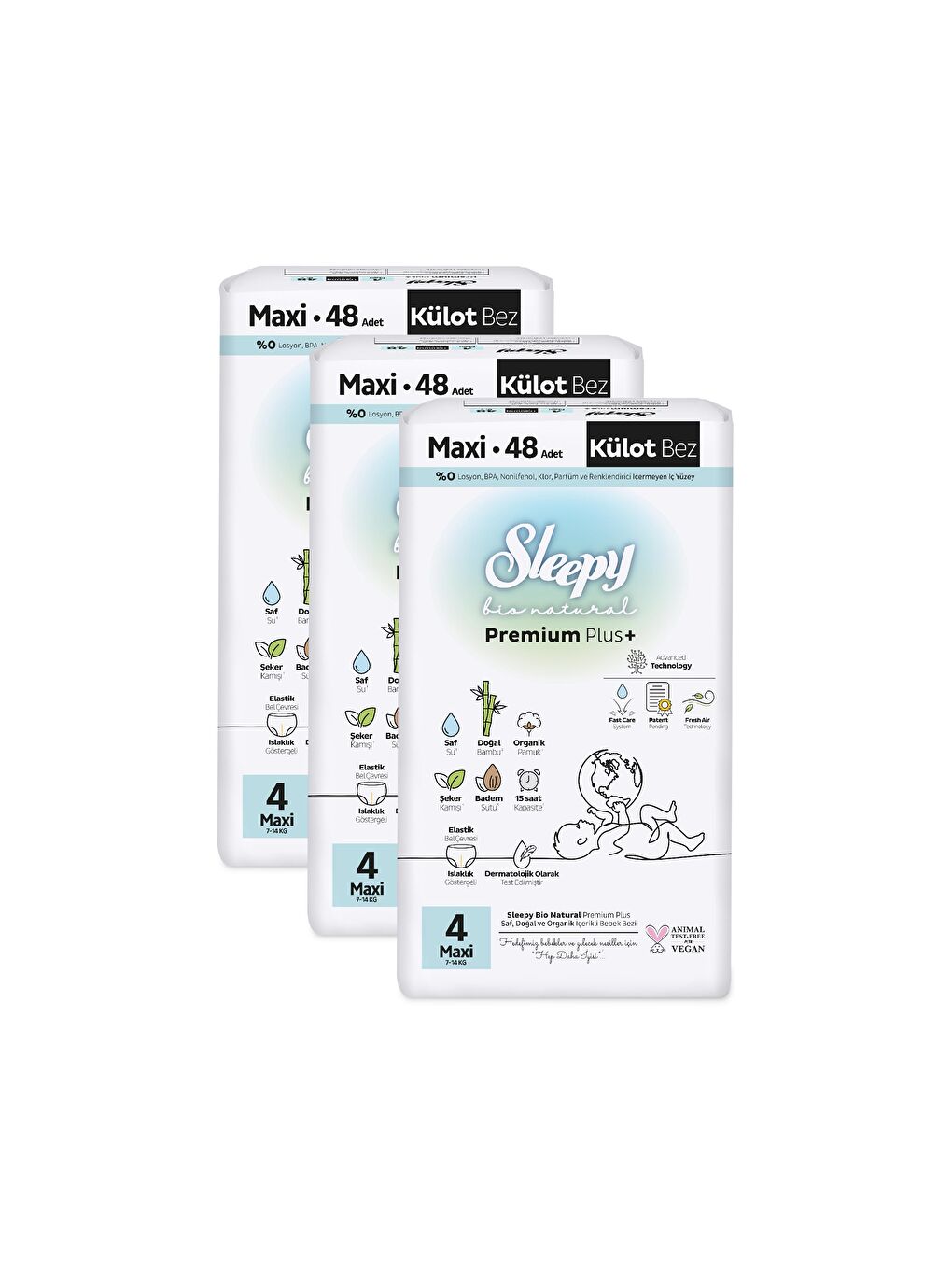 Sleepy Bio Natural Premium Plus Avantajlı Paket Külot Bez 4 Numara Maxi 144 Adet - 2