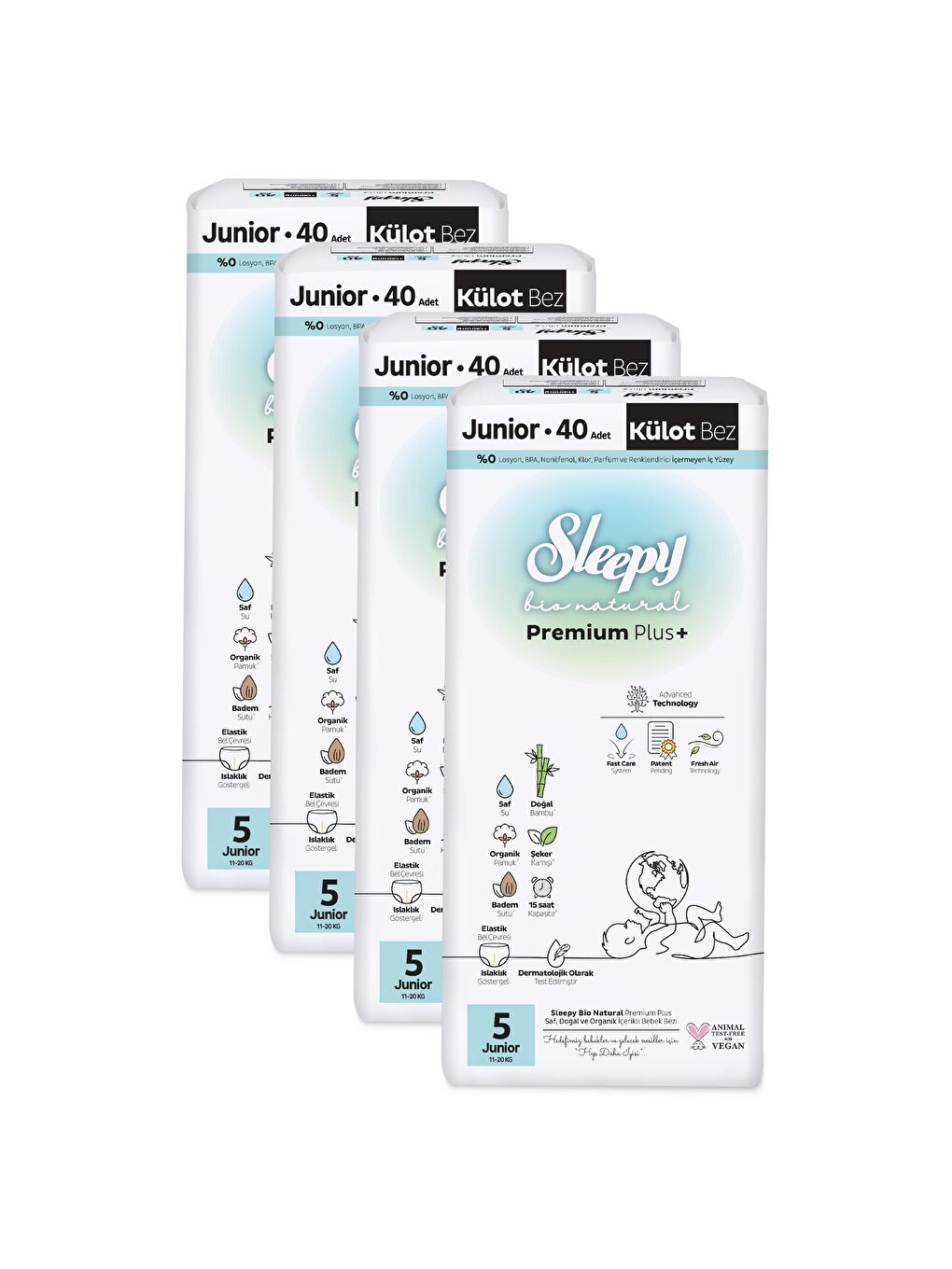 Sleepy Bio Natural Premium Plus Ultra Paket Külot Bez 5 Numara Junior 160 Adet - 2