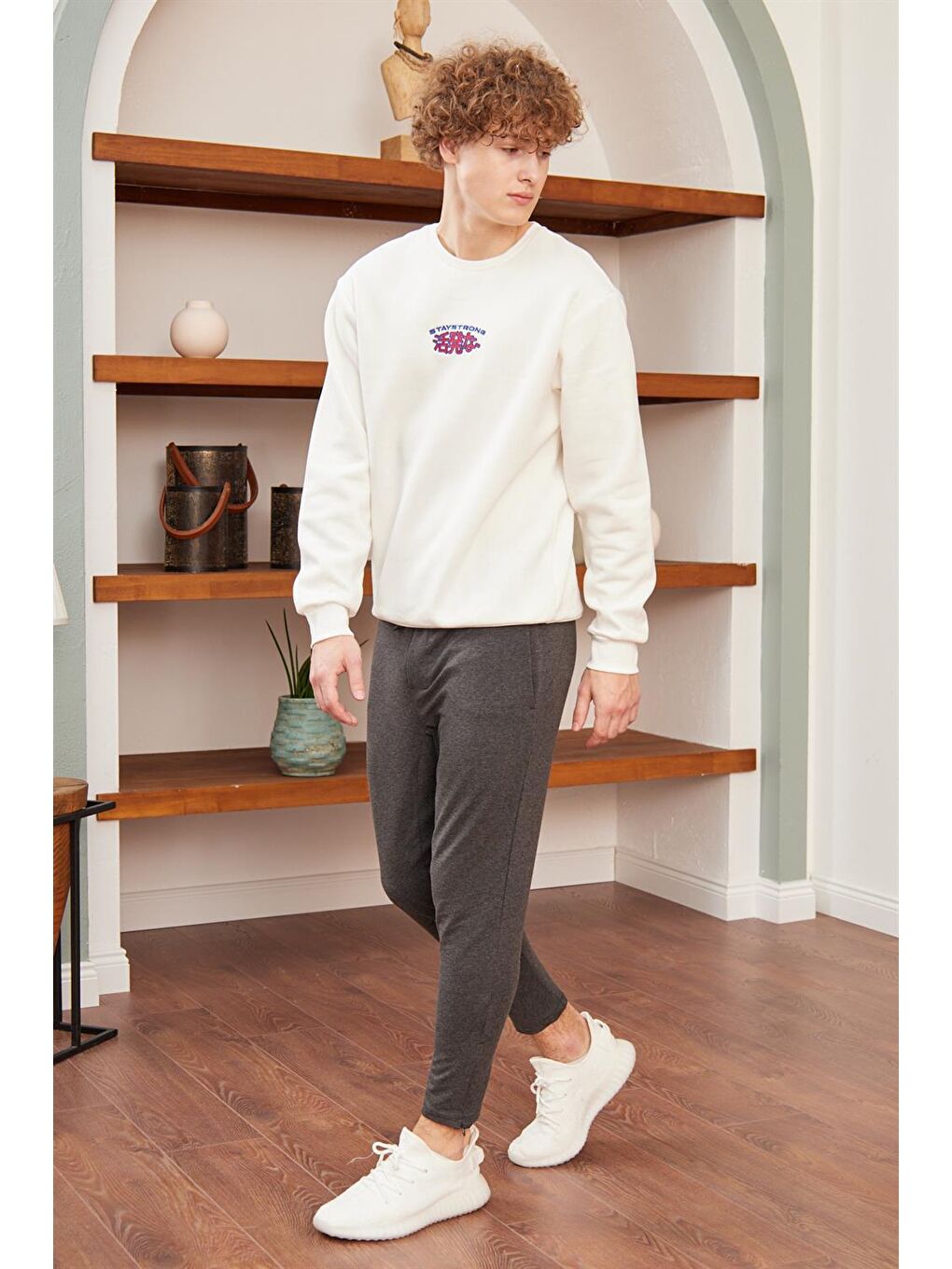 Fermuar Detaylı Jogger Erkek Jogger Eşofman Altı Antrasit