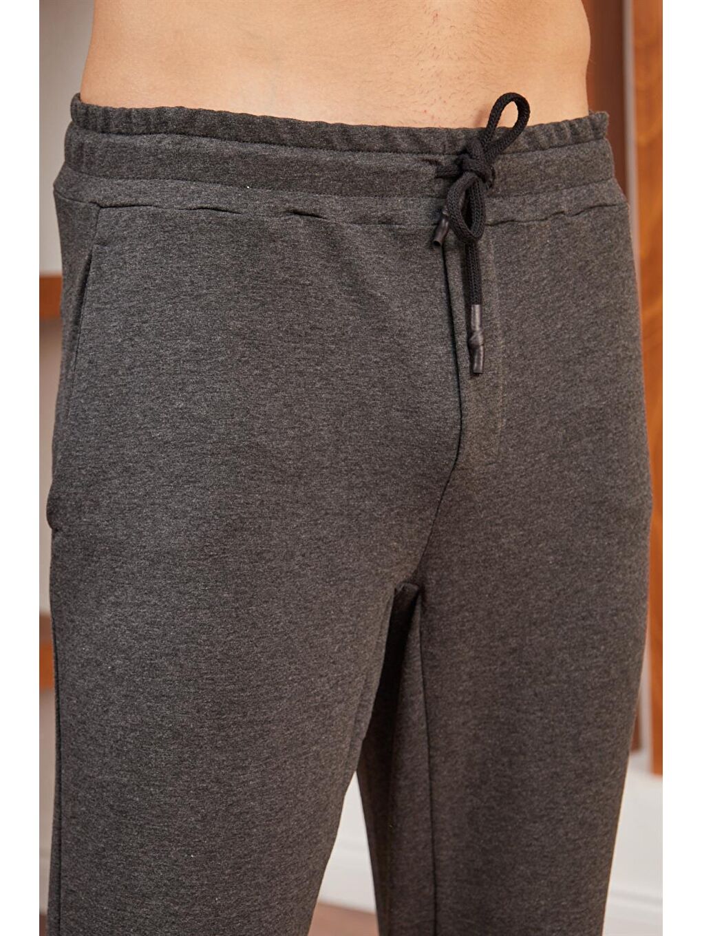 Fermuar Detaylı Jogger Erkek Jogger Eşofman Altı Antrasit-6