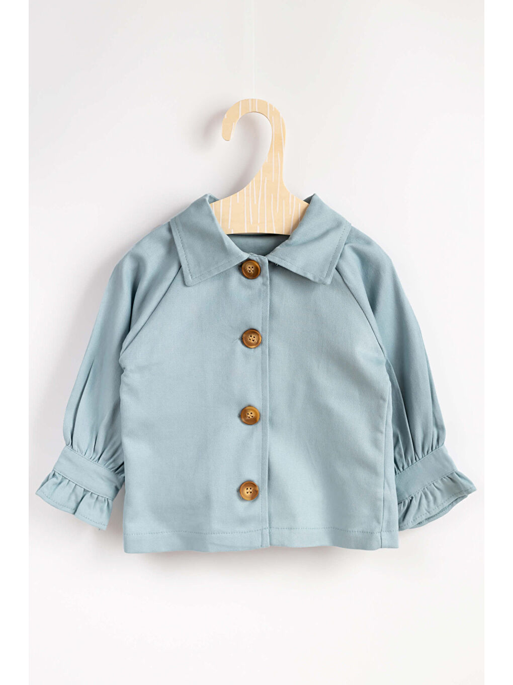 Yeşil Mint  Arkası Tül Detaylı Kız Çocuk Trençkot - Maggie