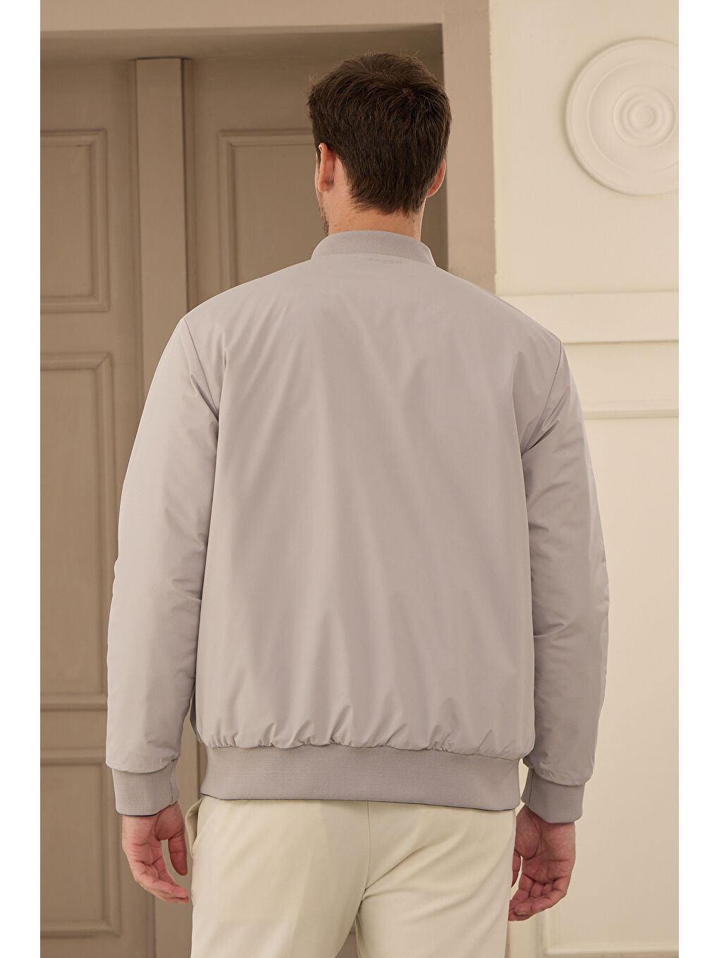 Bej Erkek Çift Taraflı Giyilebilir Kapitone Regular-Fit Kalıp Su Geçirmez Mont-5