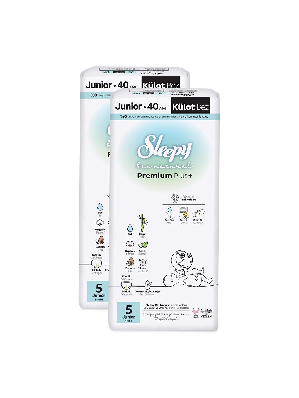 Sleepy Bio Natural Premium Plus Süper Paket Külot Bez 5 Numara Junior 80 Adet - 2