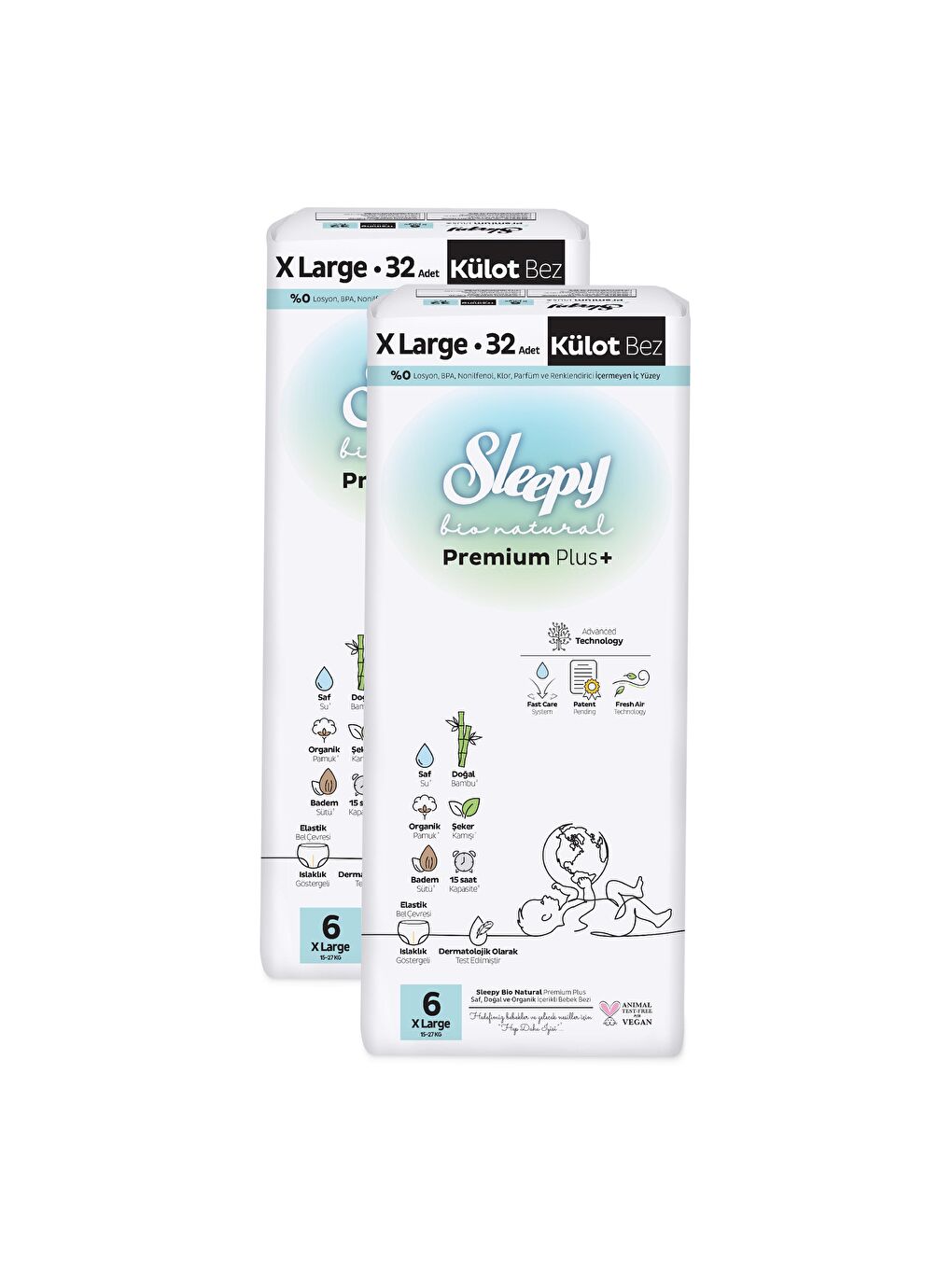 Sleepy Bio Natural Premium Plus Süper Paket Külot Bez 6 Numara Xlarge 64 Adet - 2