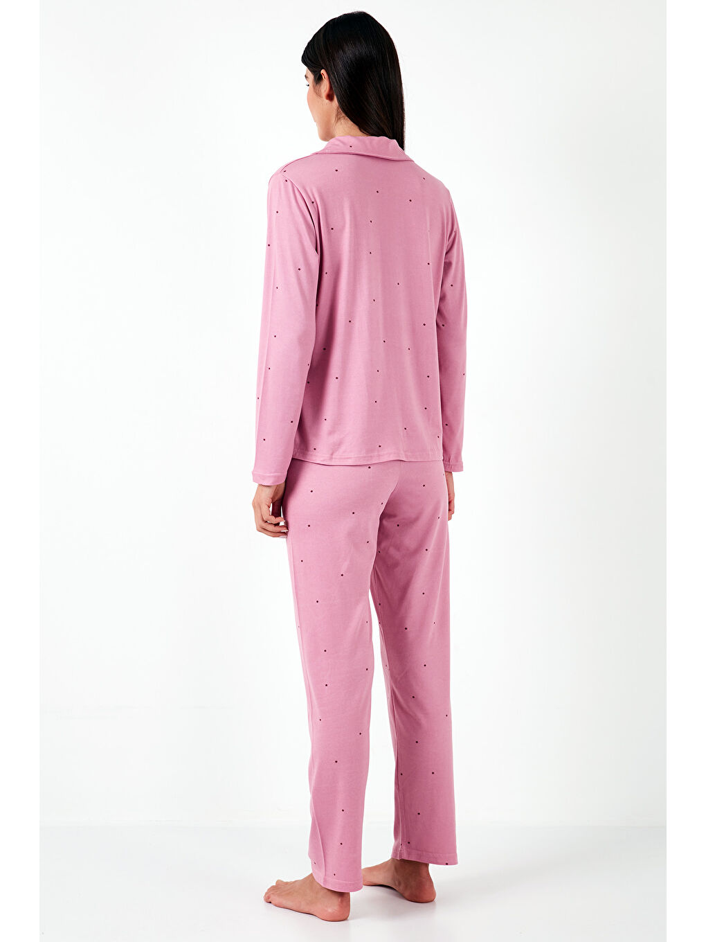 Pembe Regular Fit Gömlek Yaka Uzun Kollu Pijama Takımı 65750701-5