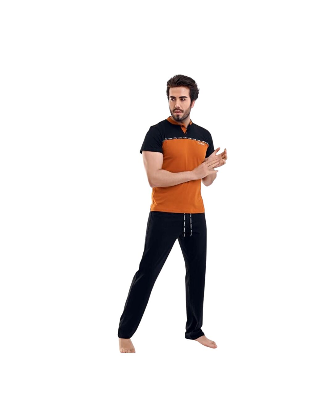 Güneş Siyah Erkek Kısa Kol Pijama Takım - 1