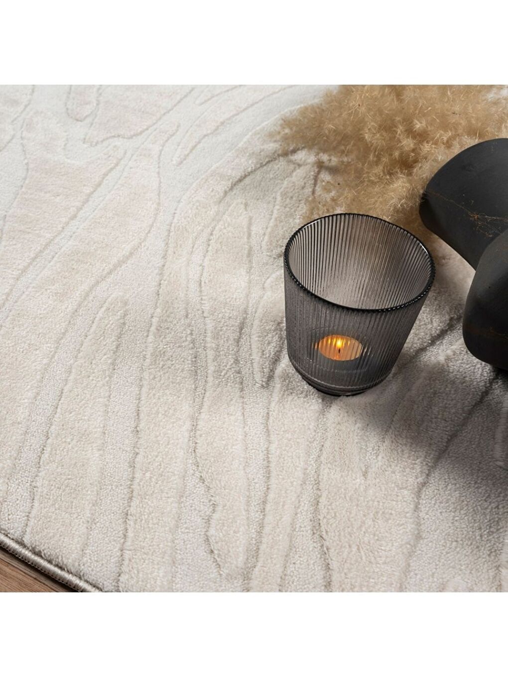 Alaçatı Püsküllü Kaymaz Taban Halı 150x230 Hex Açık Bej-3