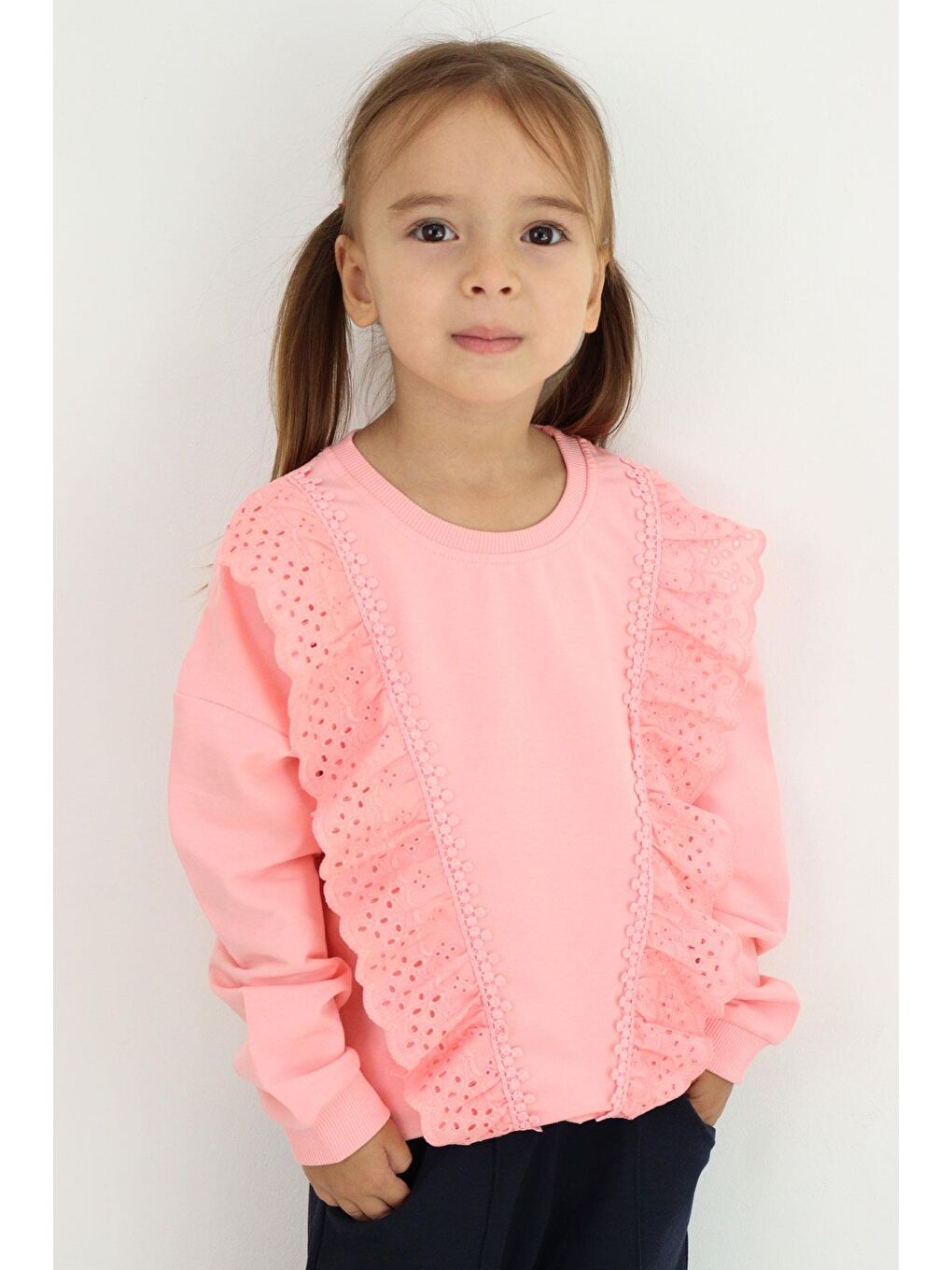 Kız Çocuk Sweatshirt Güpürlü Pembe (1.5-5 Yaş)-1