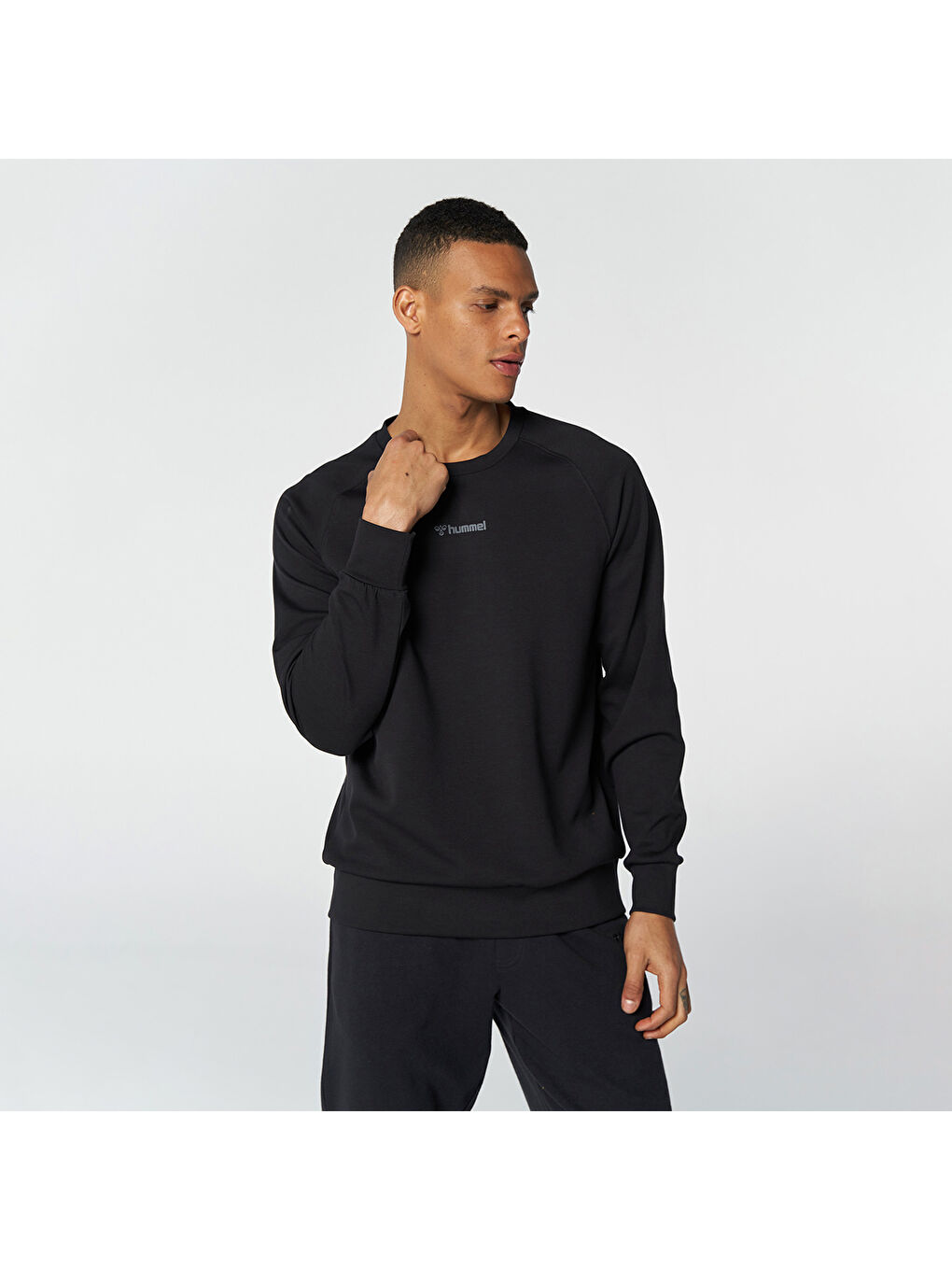 Evon Erkek Siyah Bisiklet Yaka Sweatshirt-1