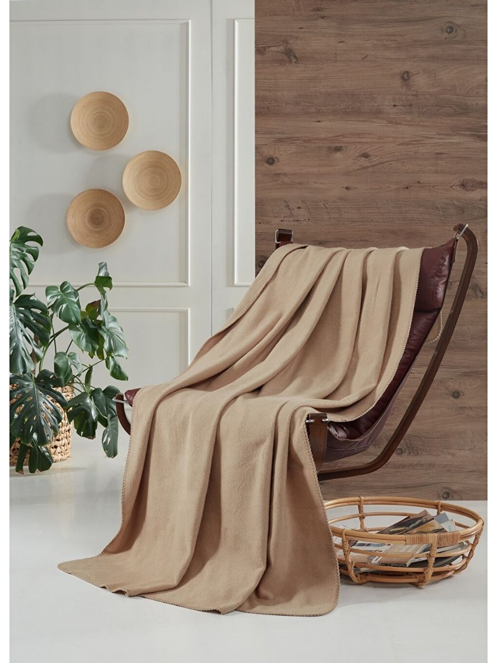 Brighton Collection Pamuklu TV Battaniye 130x170 Bej