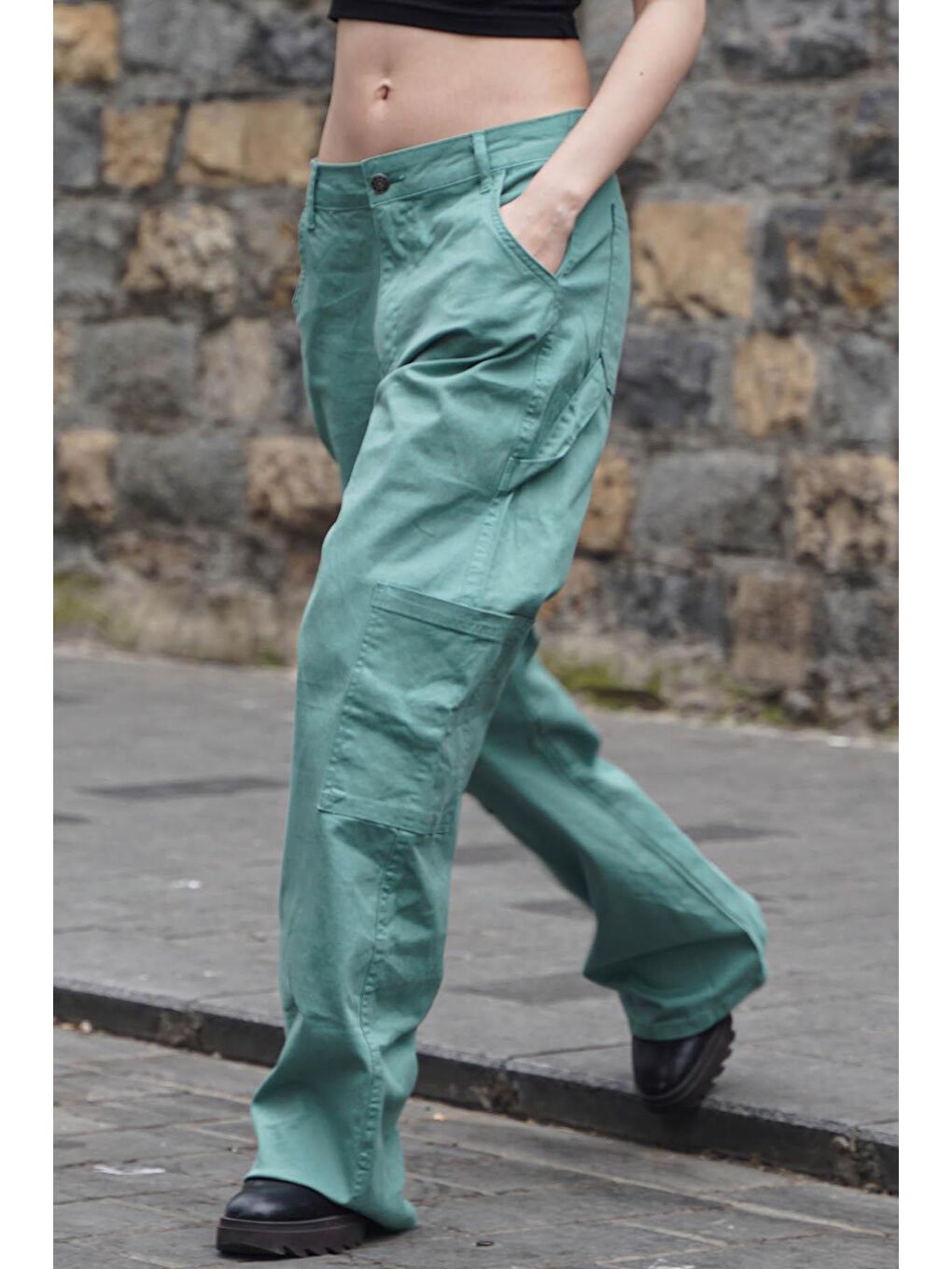 Mint Yeşili Straight Fit Kargo Pantolon Mg1601-1