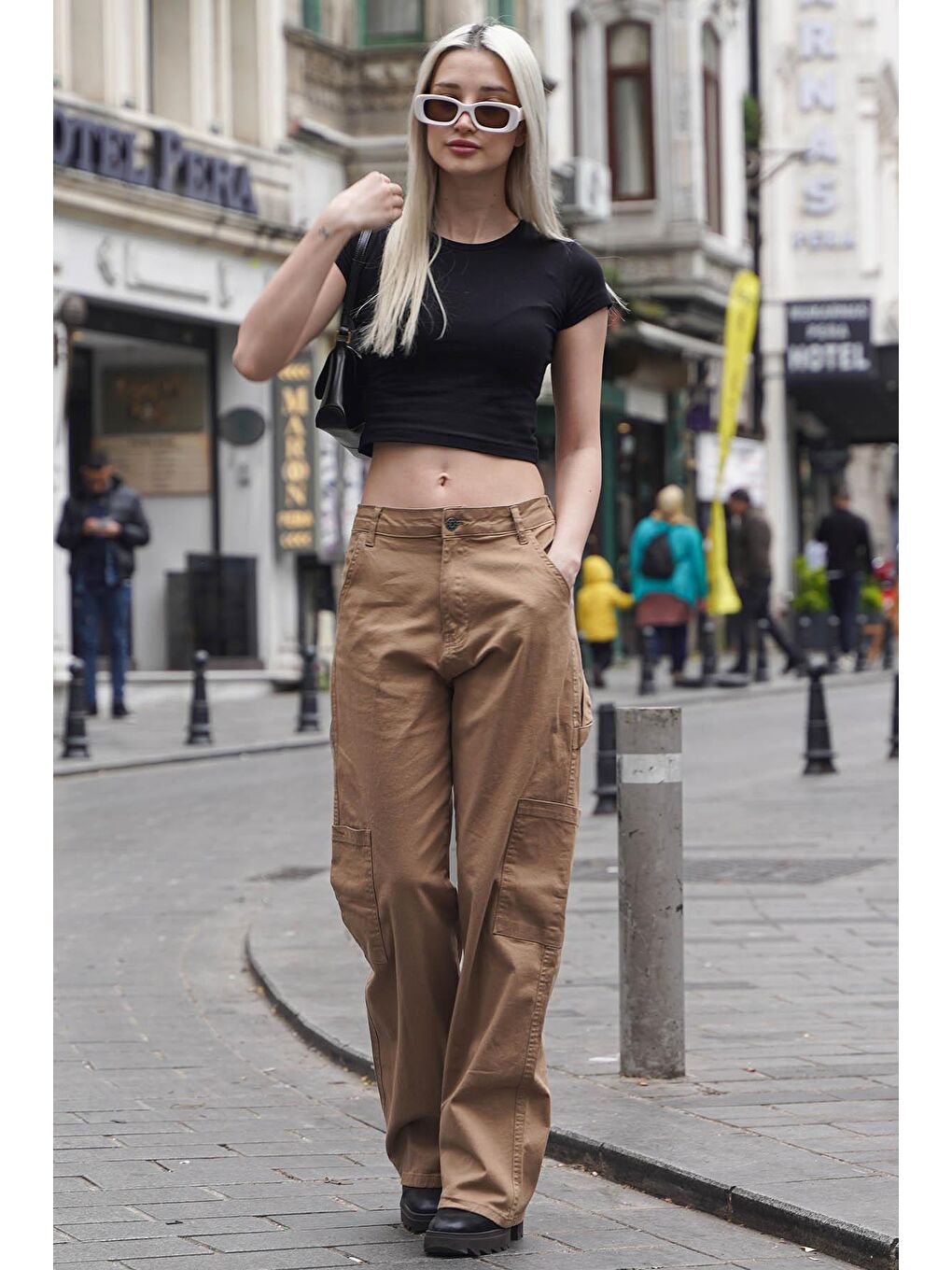 Bej Camel Straight Fit Kargo Pantolon Mg1601-2