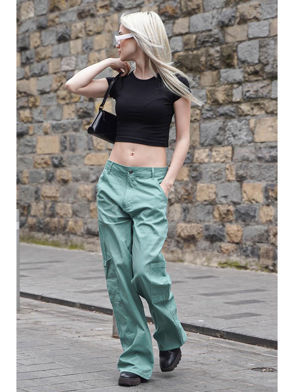 Mint Yeşili Straight Fit Kargo Pantolon Mg1601-3