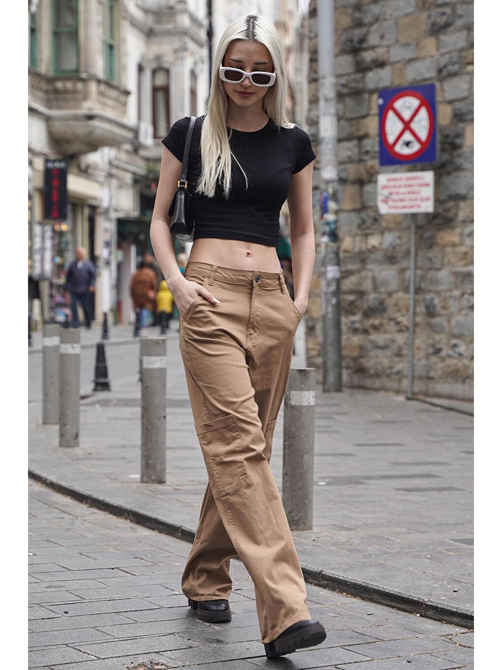 Bej Camel Straight Fit Kargo Pantolon Mg1601-4