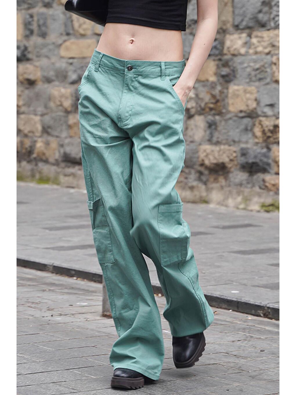 Mint Yeşili Straight Fit Kargo Pantolon Mg1601-4