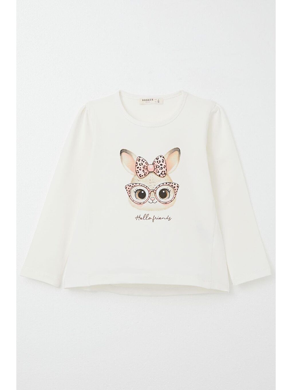 Kız Çocuk Taytlı Takım Sevimli Gözlüklü Tavşancık Ekru (2-4 Yaş)-3