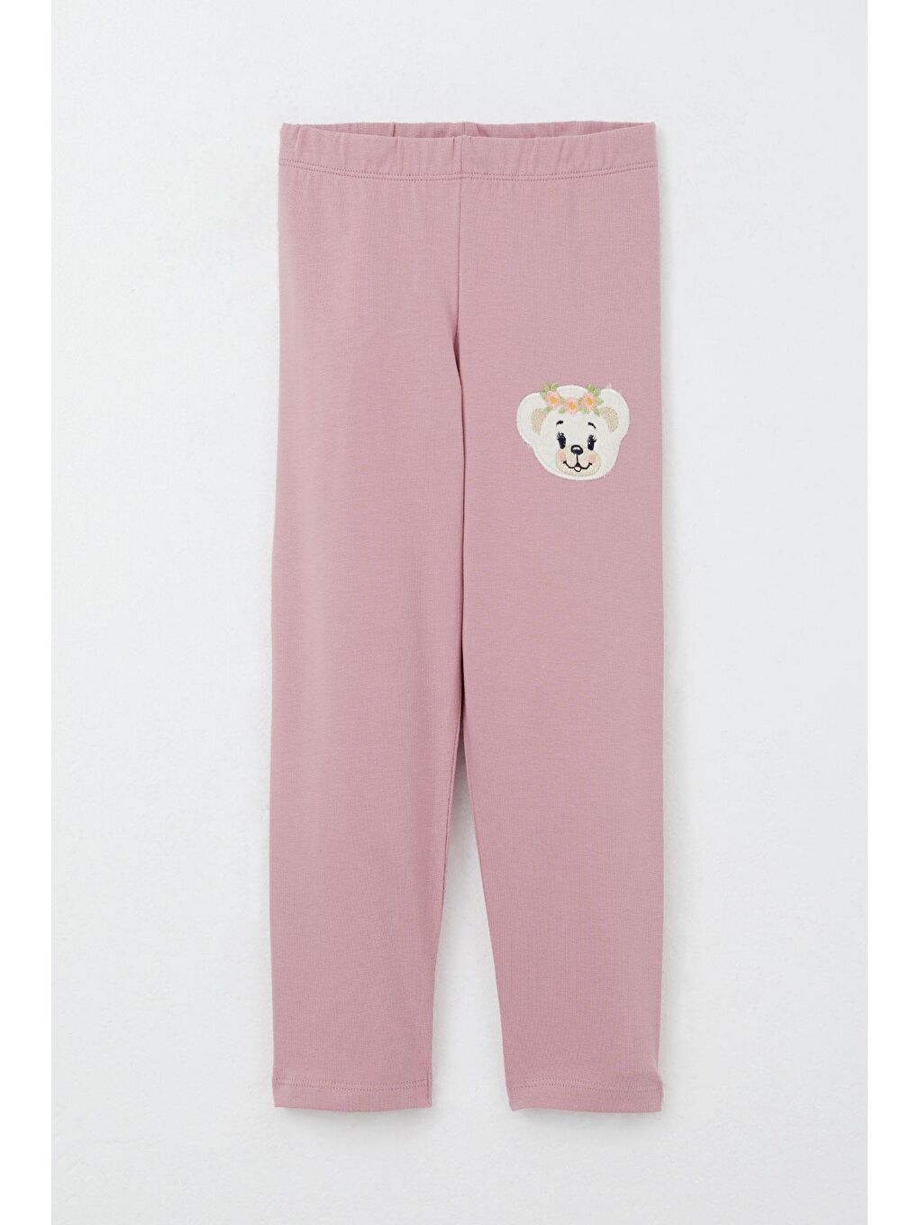 Kız Çocuk Taytlı Takım Sevimli Ayıcık Nakışlı Pullu Ekru (1.5-4 Yaş)-5