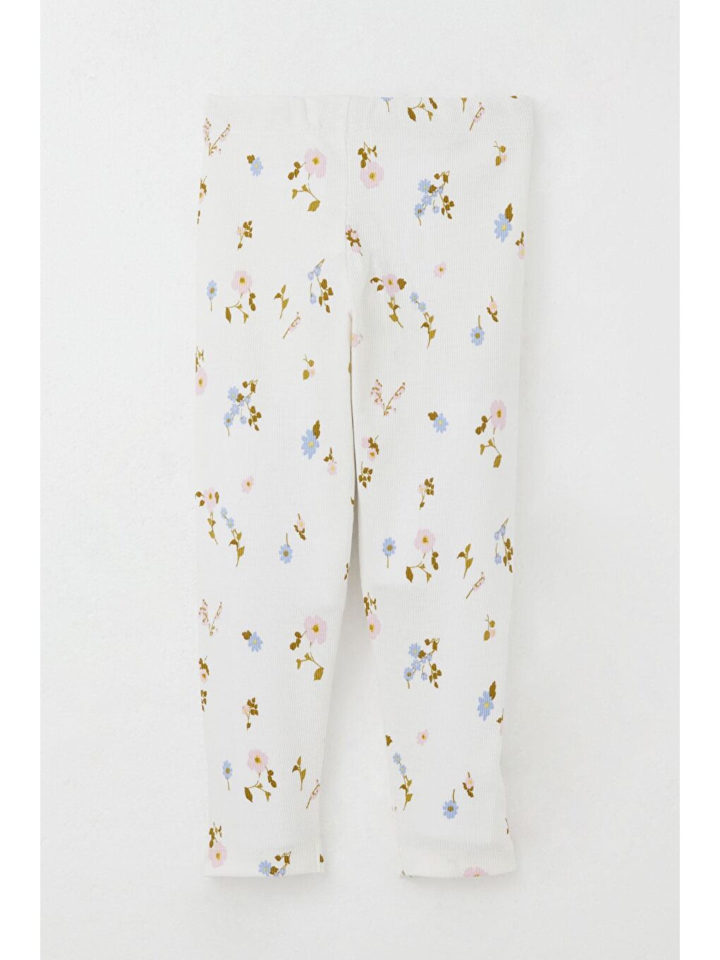 Kız Çocuk Taytlı Takım Renkli Çiçek Desenli Omuzu Fırfırlı Ekru (2-6 Yaş)-8