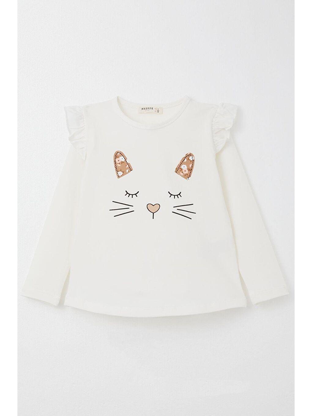 Kız Bebek Taytlı Takım Sevimli Hayvancık Baskılı Çiçekli Ekru (1.5 Yaş)-3