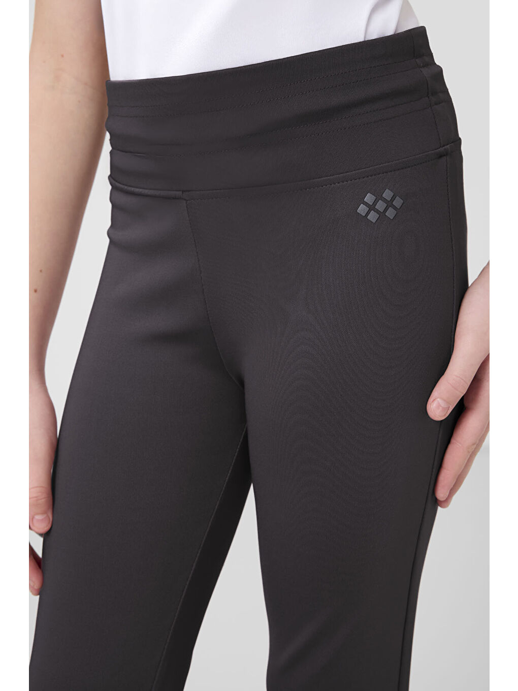 Antrasit Esnek Standart Fit Basic Performans İspanyol Paça Kız Çocuk Tayt - 75193-2
