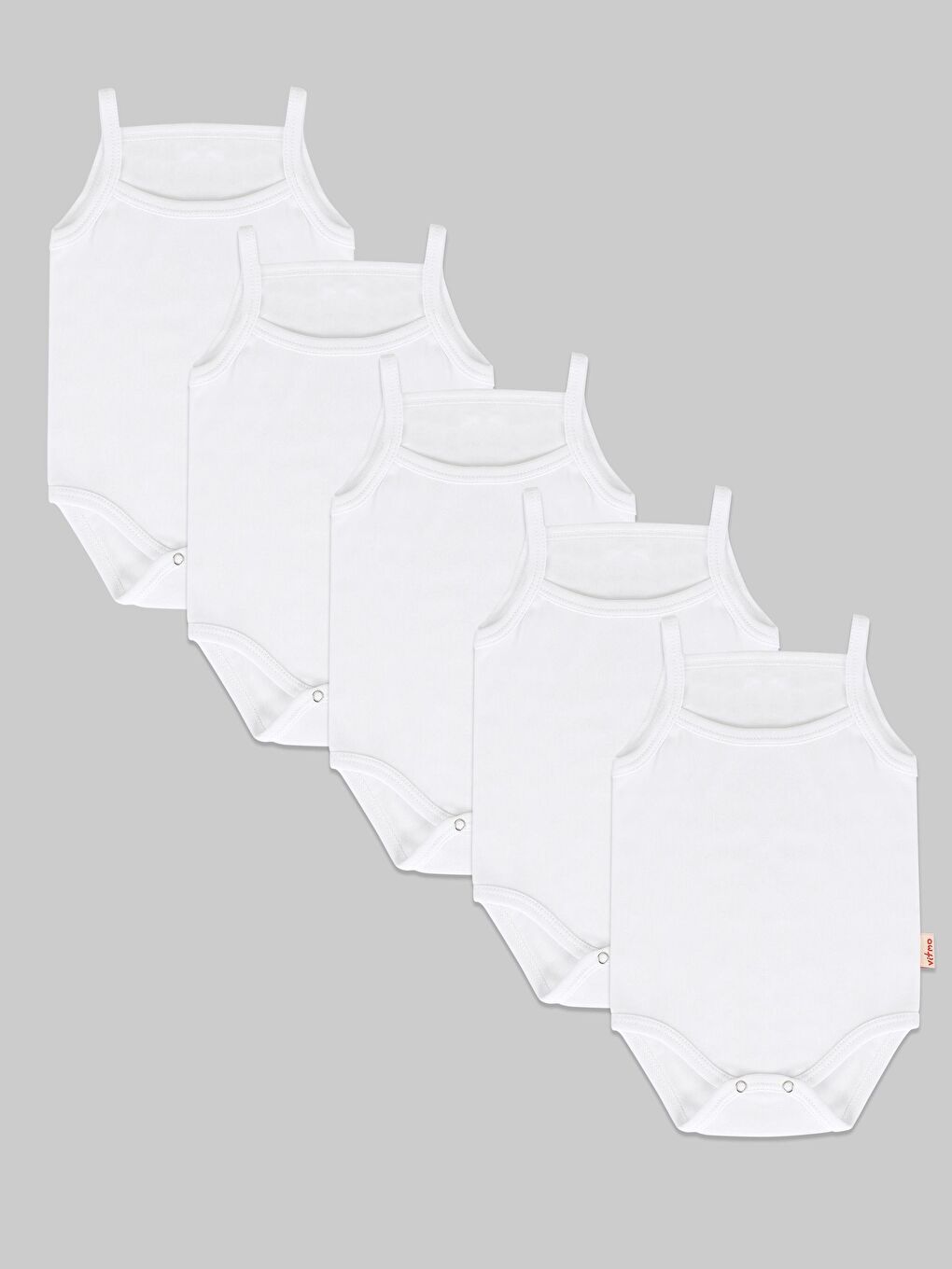 5'Li Zıbın %100 Organik Pamuk Beyaz İp Askılı Bebek Body-1