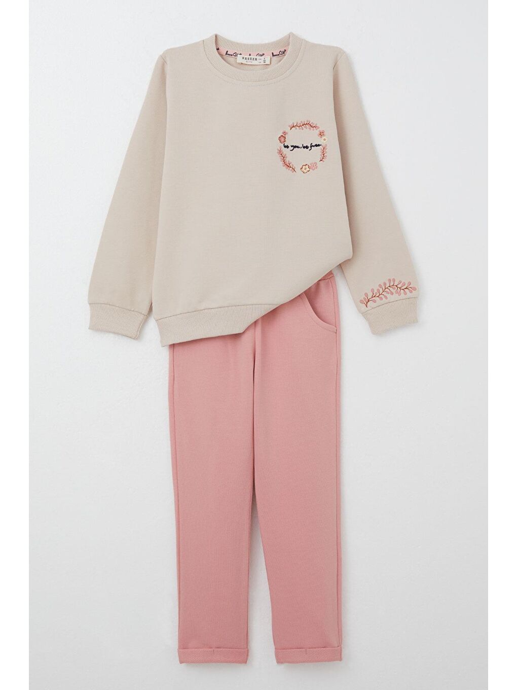 Kız Bebek Eşofman Takım Çiçek Nakışlı Bej (1.5-2 Yaş)-3