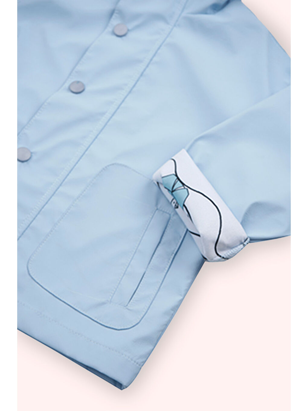 Erkek Bebek Kapüşonlu Mavi Yağmurluk-1