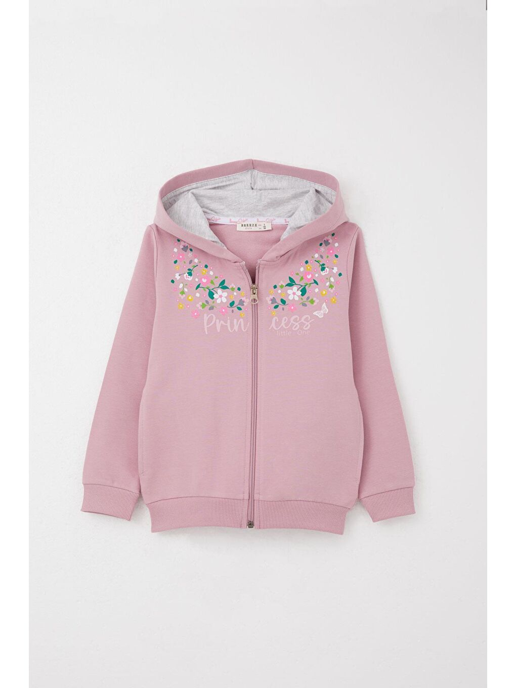 Pembe Kız Bebek Eşofman Takım Renkli Çiçek Desenli Fermuarlı Gülkurusu (1.5 Yaş)-3