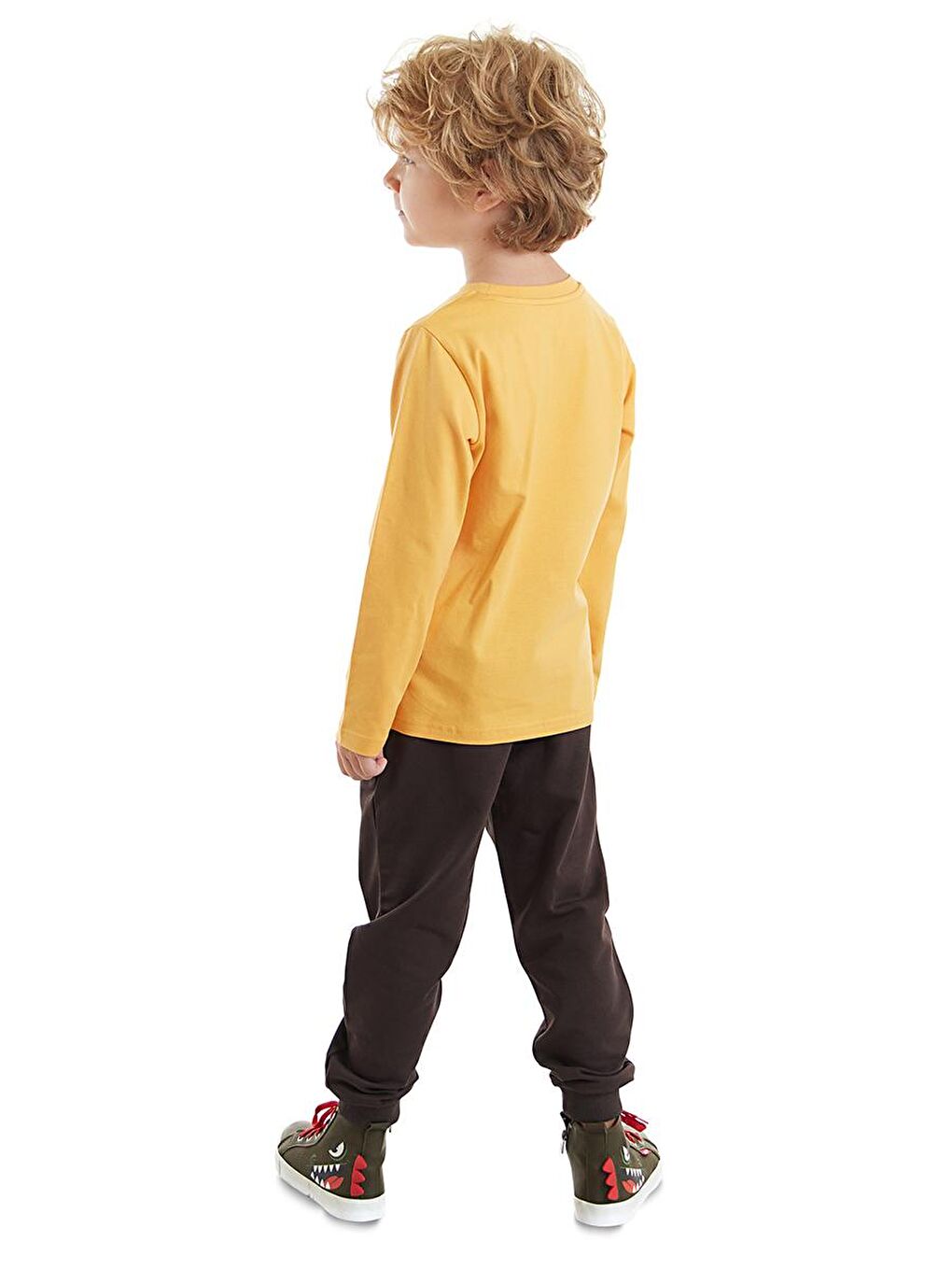 Denokids Hardal-Siyah Forest Erkek Çocuk T-shirt Pantolon Takım - 1