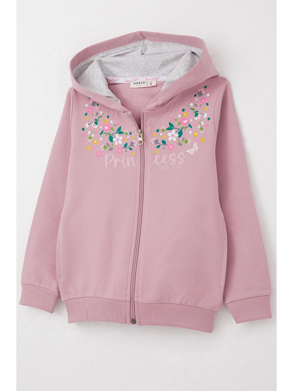 Pembe Kız Bebek Eşofman Takım Renkli Çiçek Desenli Fermuarlı Gülkurusu (1.5 Yaş)-7