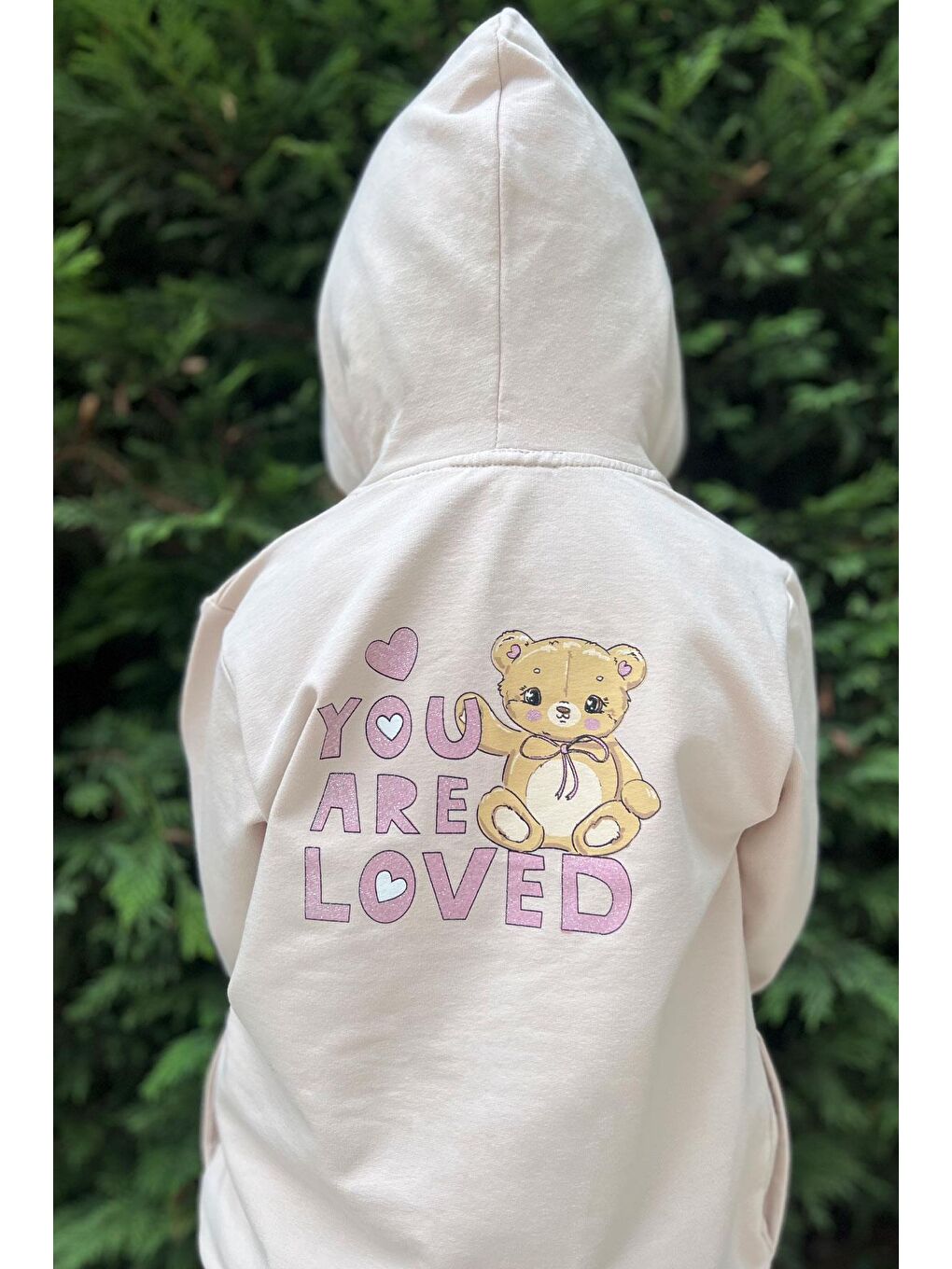 Kız Bebek Eşofman Takım Kalpli Bebek Ayıcık Baskılı Bej (1.5 Yaş)-3