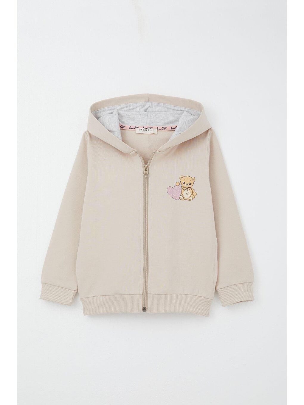 Kız Bebek Eşofman Takım Kalpli Bebek Ayıcık Baskılı Bej (1.5 Yaş)-5