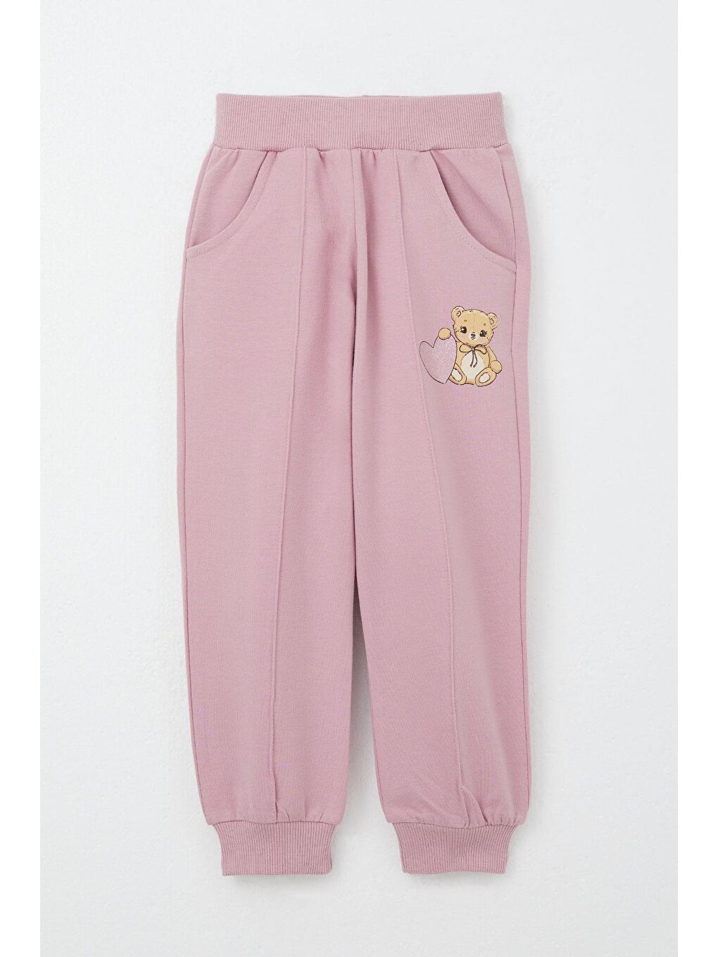 Kız Bebek Eşofman Takım Kalpli Bebek Ayıcık Baskılı Bej (1.5 Yaş)-6