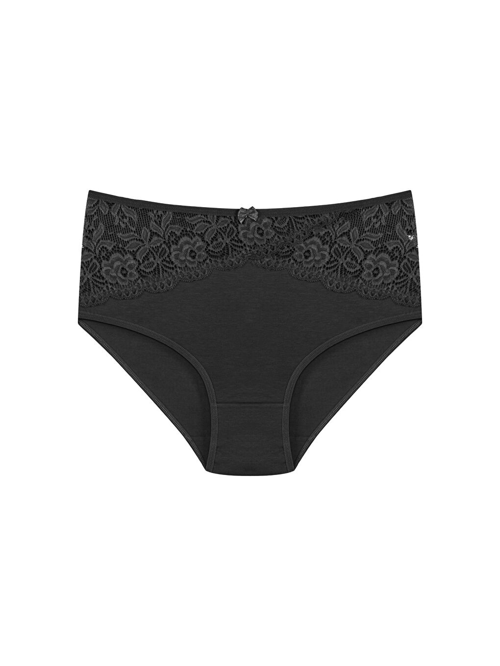 Karışık Pamuklu Önü Ters V Dantel Yüksek Bel Büyük Beden Kadın Külot 8'li-3