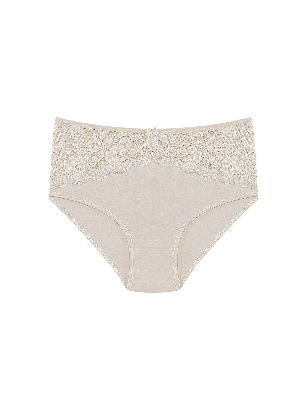 Karışık Pamuklu Önü Ters V Dantel Yüksek Bel Büyük Beden Kadın Külot 5'li-3