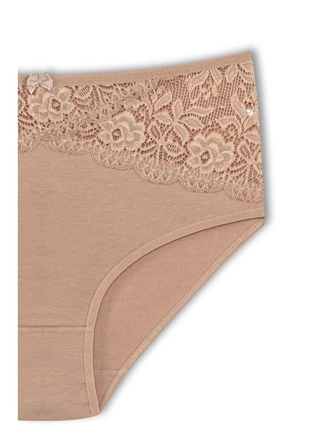 Karışık Pamuklu Önü Ters V Dantel Yüksek Bel Büyük Beden Kadın Külot 5'li-4