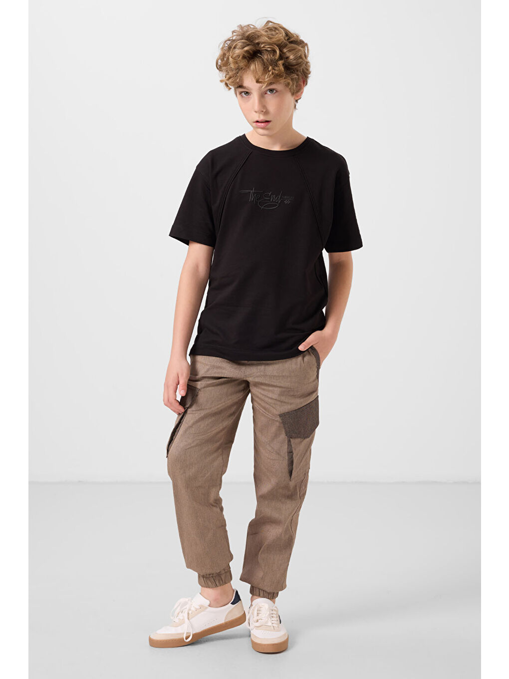 Kahverengi Camel Standart Fit Dokuma Hafif Esnek Chino Erkek Çocuk Pantolon - 11271