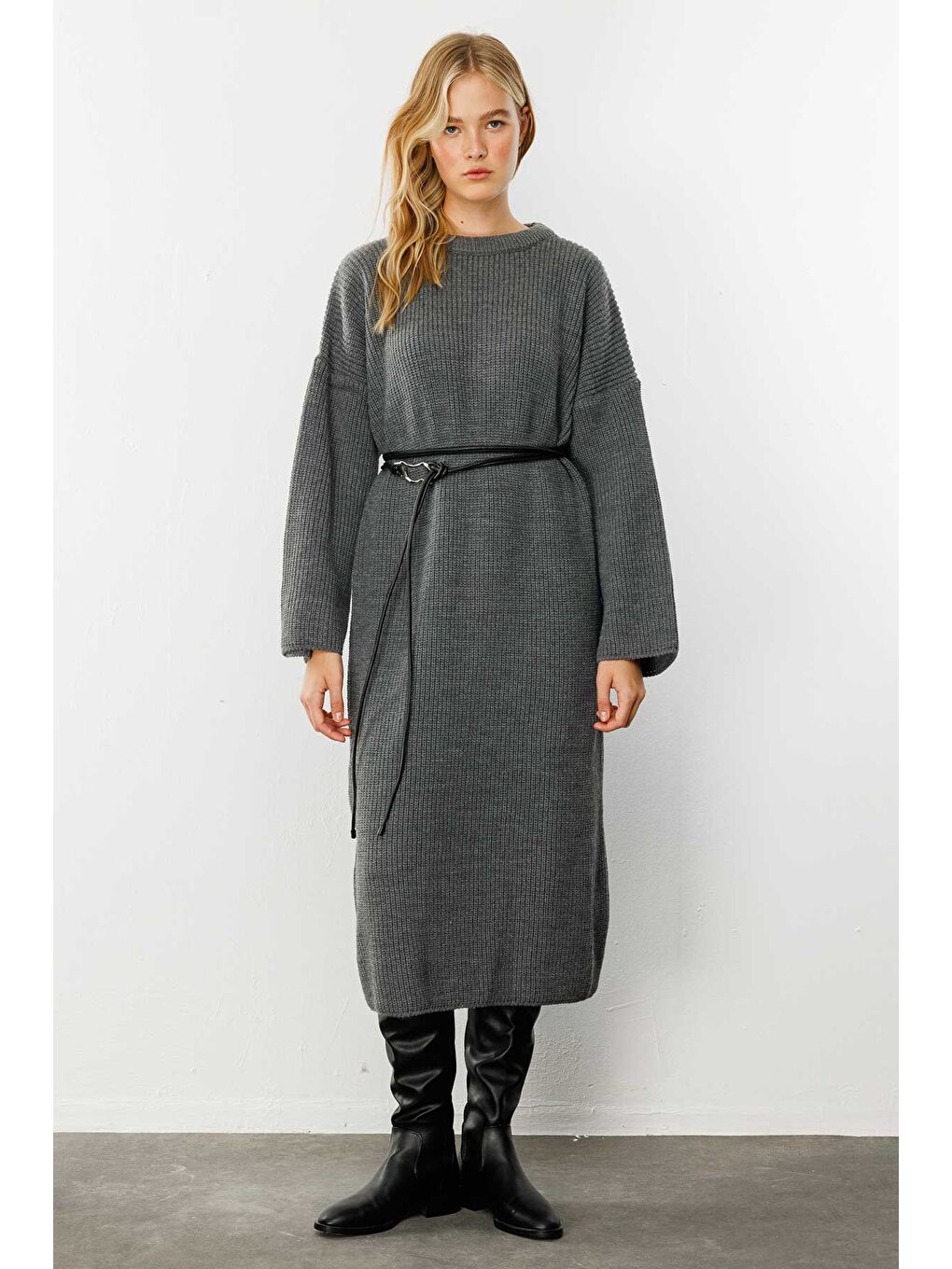 Triko Elbise - Antrasit