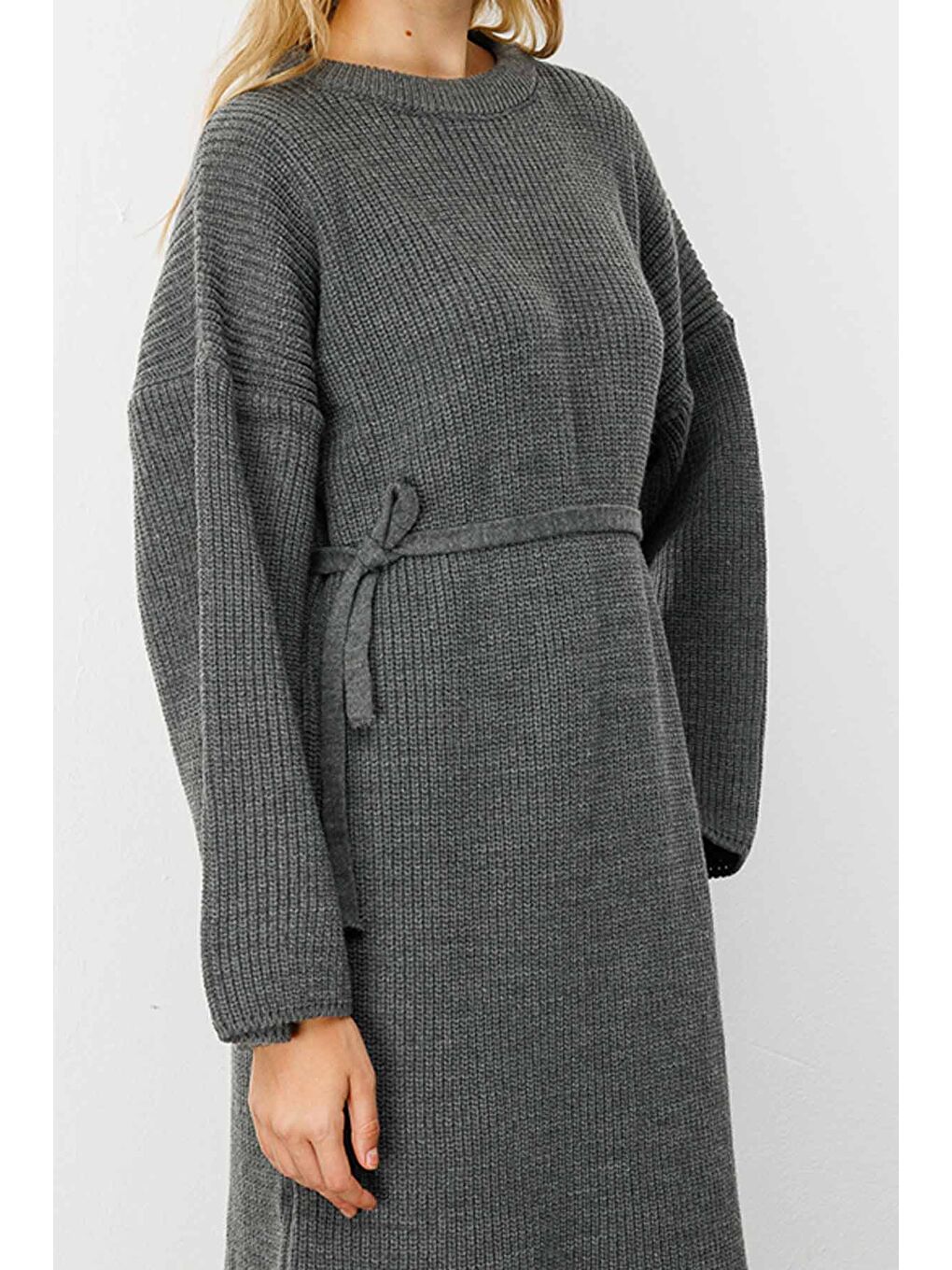 Triko Elbise - Antrasit-2