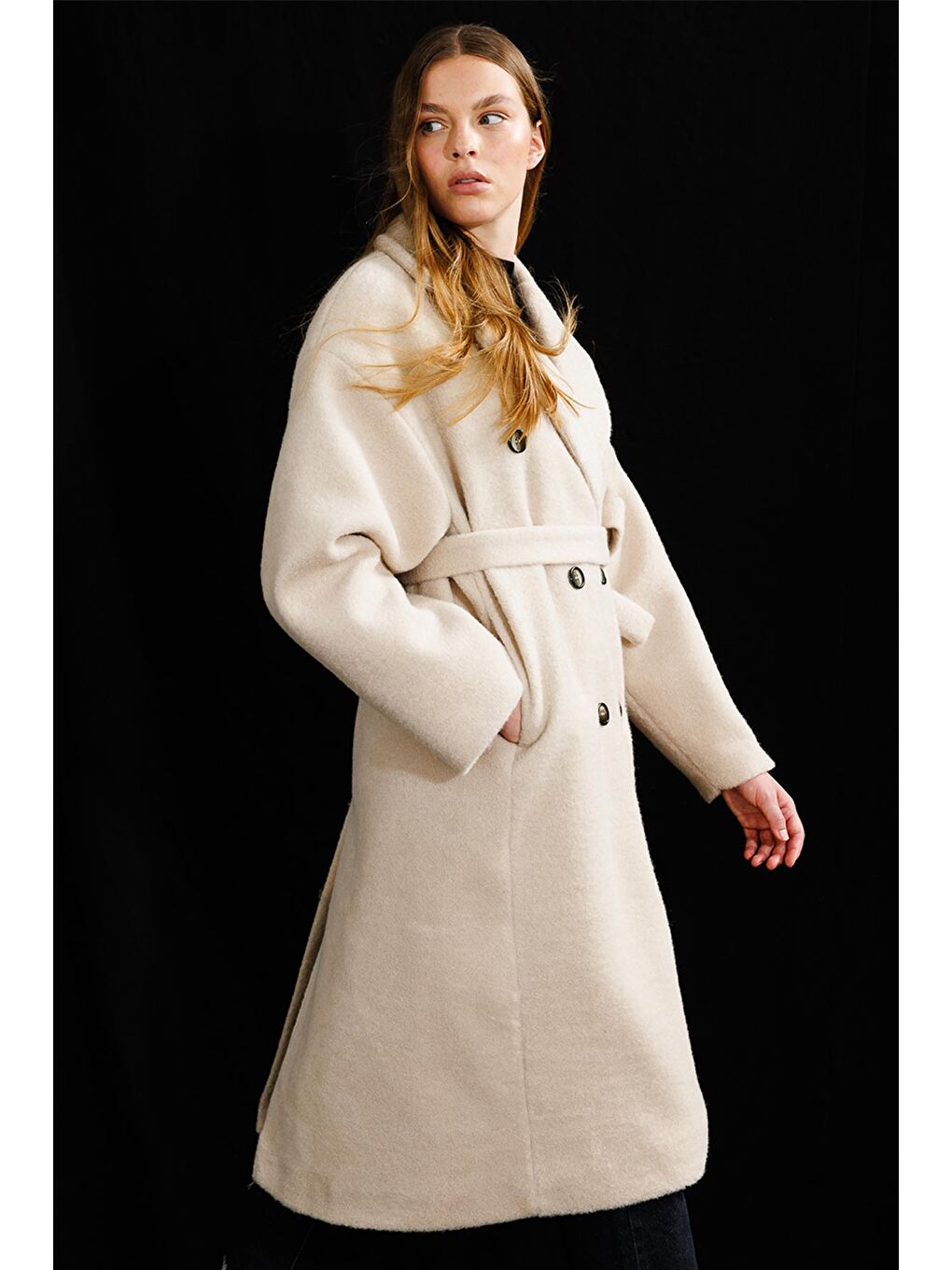 Kruvaze Yaka Bej Kaban-2